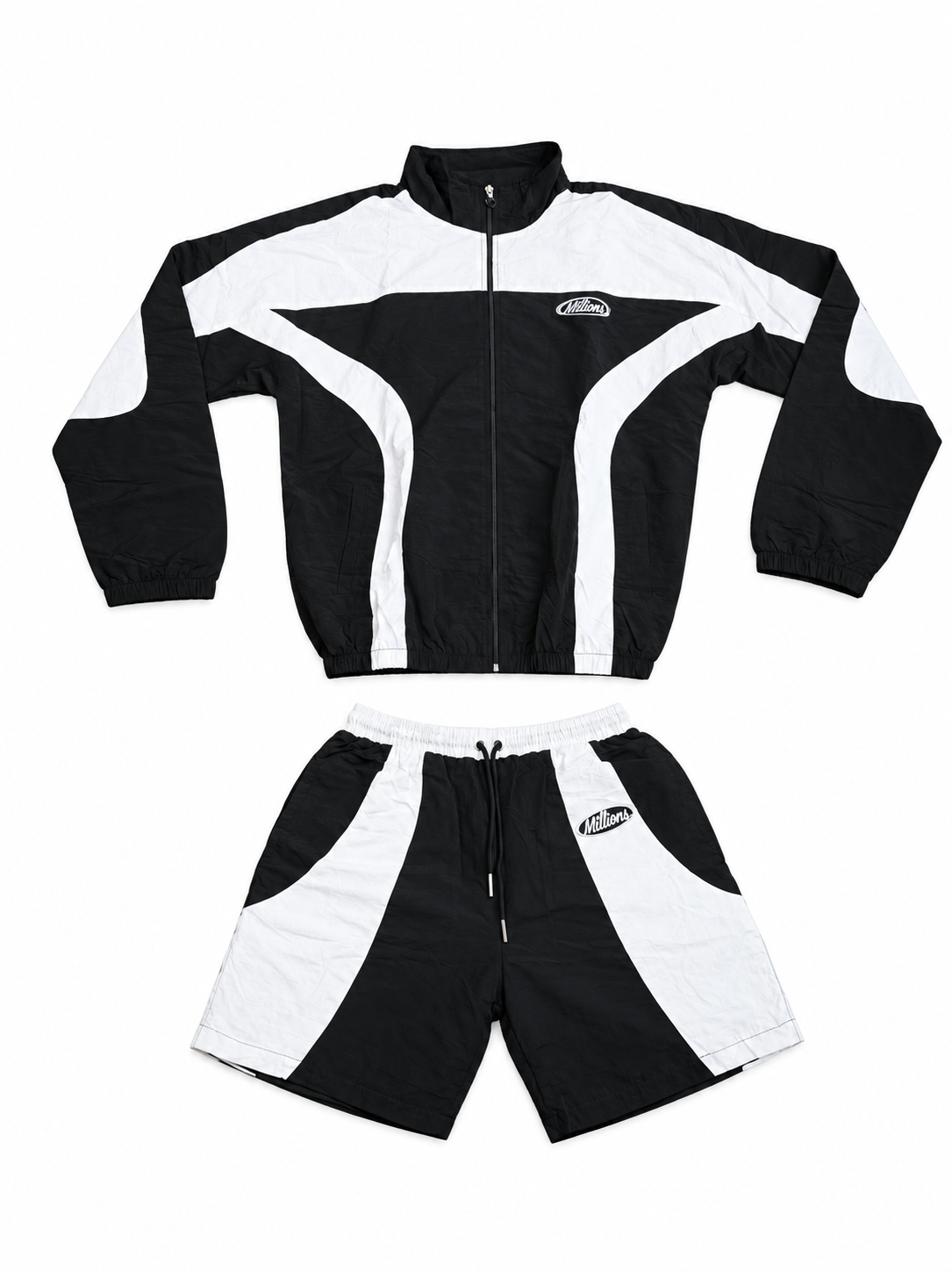 Men’s V2 Millions Windbreaker Short Set 26” | Black/White