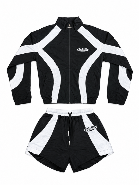 Women’s V2 Millions Windbreaker Short Set | Black/White
