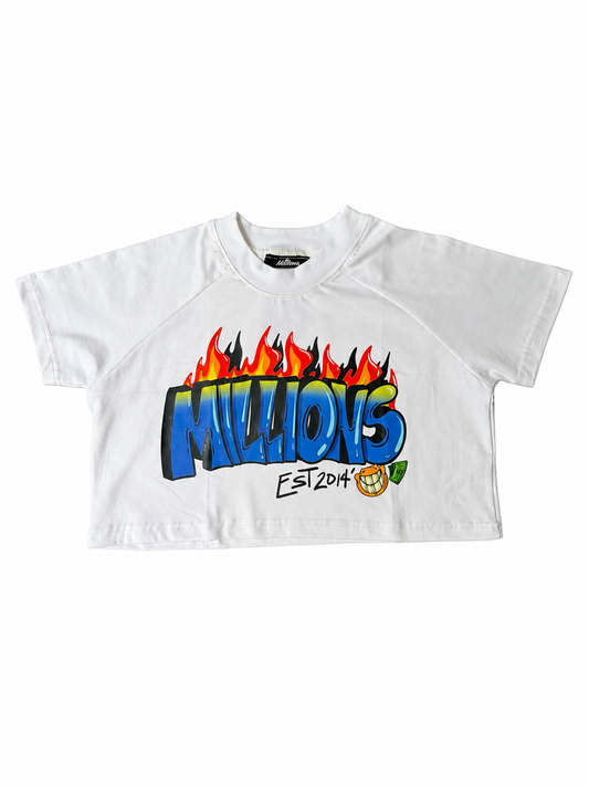 GA Collection Drop 1 “Money N Power” Women’s Crop Tee | White